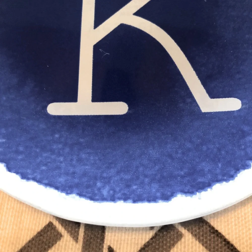West Elm Blue & White “K” Trinket Dish